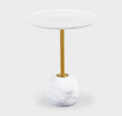 Weißer Beistelltisch Stilvoller Runder Wohnzimmer Couchtisch Marmor Möbel