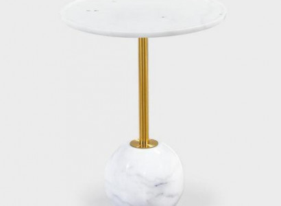 Weißer Beistelltisch Stilvoller Runder Wohnzimmer Couchtisch Marmor Möbel