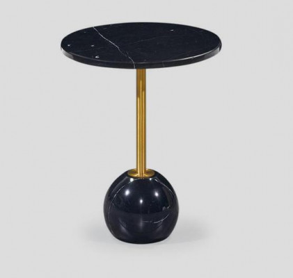 Schwarz-Goldener Beistelltisch Moderne Wohnzimmer Marmor Couchtische