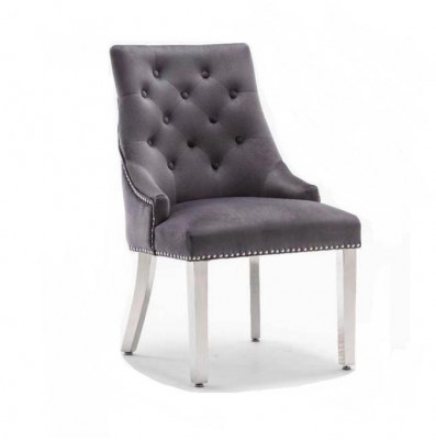 Grauer Esszimmer Chesterfield Stuhl Textilstuhl Luxuriöser Einsitzer