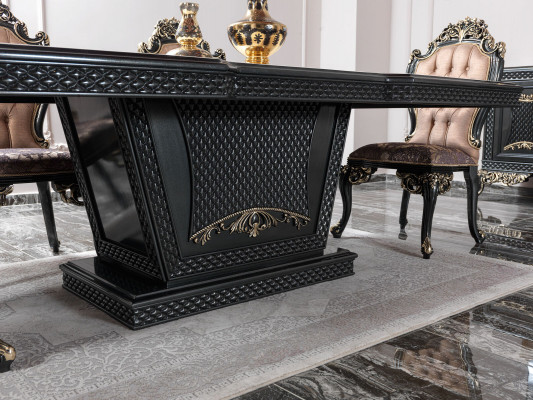 Essecke Essgruppe Esszimmer Esstisch Stühle Holz Set 9tlg Grau Barock