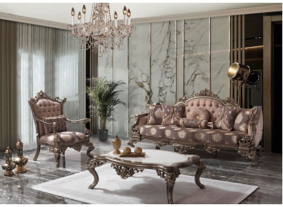 Polstersofa Chesterfield Garnitur Sofagarnitur Stoff Sofa Beige Set couch
