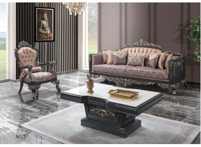 Luxus Komplette Couchgarnitur Sofagarnitur Stoffsofa Braun Polstersofa