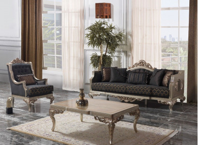 Wohnzimmer Sofagarnitur Polstersofa Sofa Chesterfield Set Grau Stoff