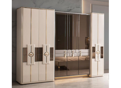 Schrank Kleiderschrank Schlafzimmer Schränke Beige Modern Holz Luxus