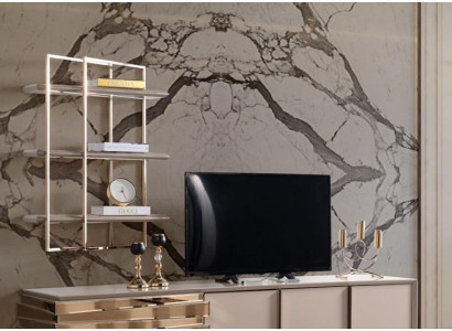 RTV Lowboard TV Ständer Sideboard Beige Gold Wohnzimmer Set Regale Neu