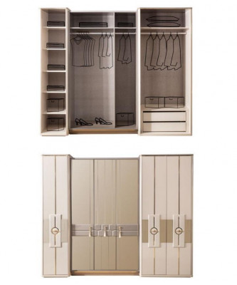 Schrank Kleiderschrank Schlafzimmer Schränke Beige Modern Holz Luxus