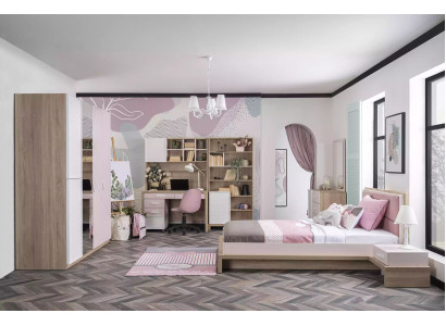 Kinderbett Kinderzimmer Bett Holz Rosa Garnitur Kindermöbel Set 9tlg