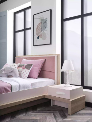 Kindermöbel Garnitur Kinderbett Kinderzimmer Bett Holz Rosa Set 8tlg