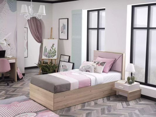 Kinderbett Bett Bettrahmen Holz Rosa Kinderzimmer Bettkasten Modern