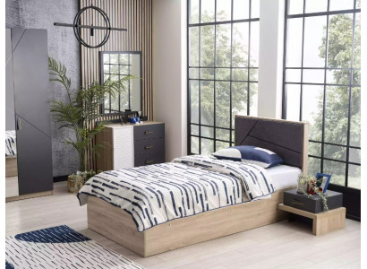 Kinderbett Bettkasten Bett Bettrahmen Holz Grau Kinderzimmer Betten