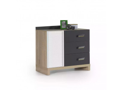 Kinderkommode Kommode Schrank Kinderzimmerregal Grau Holz Moderne Neu