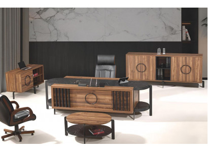 Luxus Komplette Büro Schreibtisch Bürotisch Set 4tlg Holz Braun Tisch