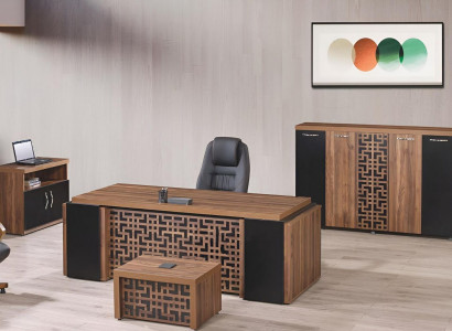 Arbeitszimmermöbel Büro Schreibtisch Bürotisch Set 4tlg Holz Braun