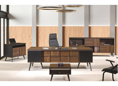 Komplette Arbeitszimmermöbel Schreibtisch Bürotisch 4tlg Holz Braun