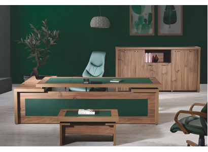 Komplette Büro Eckbürotisch Bürotisch Set 3tlg Holz Braun Luxus Groß