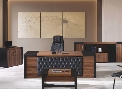 Arbeitszimmermöbel Büro Schreibtisch Bürotisch Set 4tlg Holz Braun