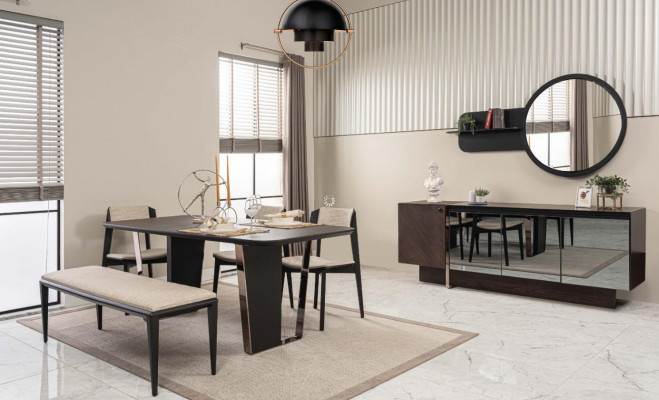 Esszimmer Essgruppe Esszimmermöbel Essecke Set 8tlg Holz Braun Tisch