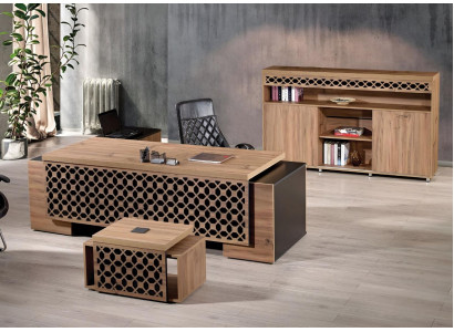 Luxus Eckbürotisch Komplette Bürotisch Set 3tlg Holz Braun Büromöbel