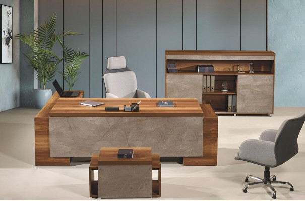 Komplettbüro Büromöbel Eckbürotisch Büro Bürotisch Set 3tlg Holz Braun