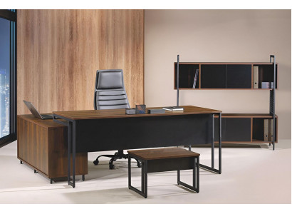 Arbeitszimmermöbel Komplettbüro Eckbürotisch Büro 3tlg Holz Braun Set