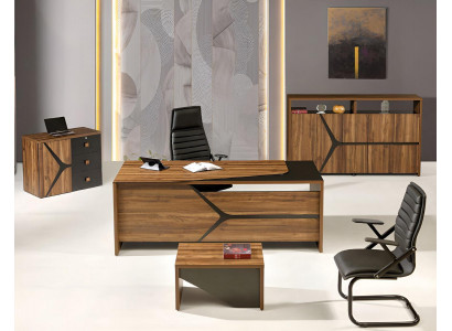 Komplette Arbeitszimmermöbel Schreibtisch 4tlg Holz Braun Büromöbel