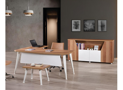 Arbeitszimmermöbel Komplettbüro Eckbürotisch Set 3tlg Holz Weiß Tisch
