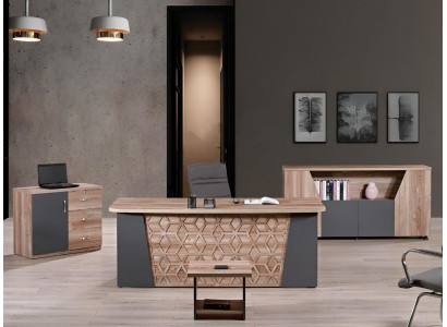 Komplettbüro Büromöbel Schreibtisch Büro Bürotisch Set 4tlg Holz Braun
