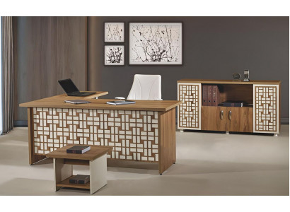 Gruppe Büro Eckbürotisch Arbeitszimmermöbel Schrank 3tlg Holz Braun