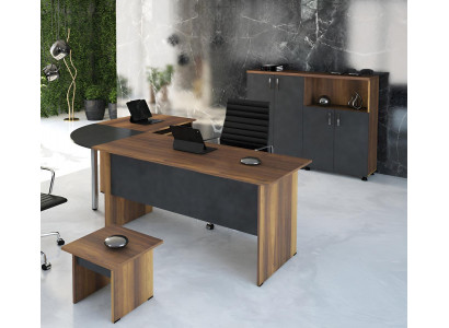 Luxus Garnitur Büro Tisch Computermöbel Arbeitstisch 3tlg Holz Grau