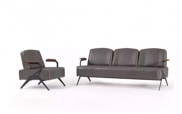 Sofa Set 2 Luxus Möbel Sofagarnitur Dreisitzer Arbeitszimmer Einrichtung 