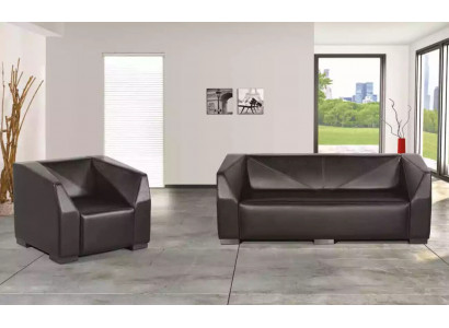 Schwarze Arbeitszimmermöbel Sofagarnitur Dreisitzer Luxus Sessel 2tlg