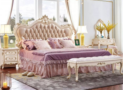 Schlafzimmer Set chesterfield Bett 2x Nachttische klassisch Möbel 3tlg