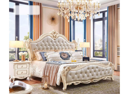 Set klassisches möbel von 3tlg besteht aus Luxus Bett und 2x Nachttische
