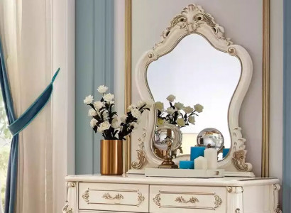 Schlafzimmer Set klassisch Möbel Schminktisch mit Spiegel Hocker 2tlg