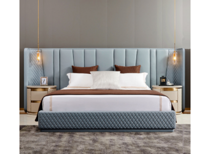 Großes Schlafzimmer Doppelbett Designer Betten Holzgestell Polsterbett