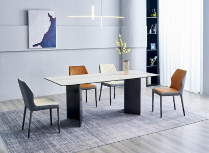 Moderner Esszimmer Set Großer Esstisch 6x Kunstleder Stühle Luxus Möbel