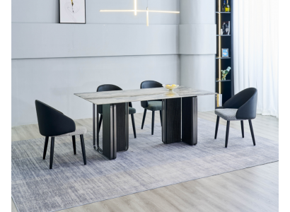 Edle Esszimmer Möbel Designer Esszimmer Tisch 6x Kunstleder Stühle 7tlg