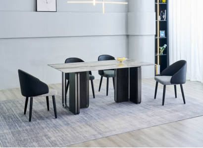 Edle Esszimmer Möbel Designer Esszimmer Tisch 6x Kunstleder Stühle 7tlg