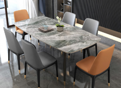 Luxuriöser Esstisch 6x Designer Kunstleder Stühle Stilvolle Essgruppe