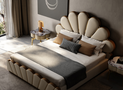 Modernes Beiges Schlafzimmer Bett Kunstleder Doppelbett Designer Betten