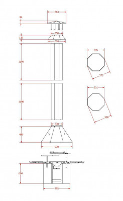 Metall Grill 8 Ecken mit umlaufendem Tisch Bausatz für Ihre bestehende Grillkota
