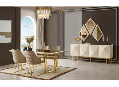 Luxus Essecke Essgruppe Esstisch Stühle Beige Set 11tlg Esszimmer