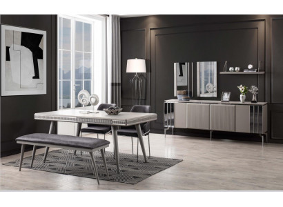 Esszimmermöbel Essecke Esstisch Essgruppe Esstisch Stühle 9tlg Grau