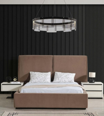 Schlafzimmer Garnitur Doppelbett Bett Nachttische 4tlg Beige Schrank