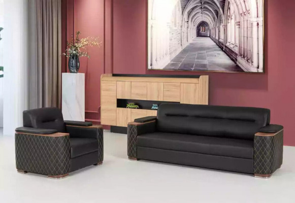 Büromöbel Dreisitzer Couch Schwarze Luxus Polstersofa Arbeitszimmer Neu