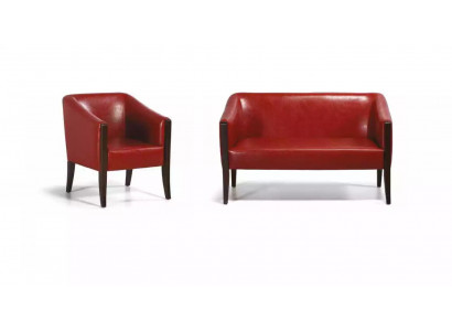 Rote Sofagarnitur Zweisitzer Moderner Sessel Designer Polster Luxus Set