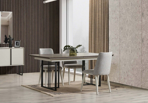 Essecke Essgruppe Weiß Esszimmer Gruppe Esstisch Stühle 7tlg Holz