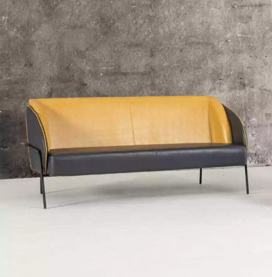 Modern Kunstleder Sofa 3 Sitzer Arbeitzimmer Textil Polster Möbel Design