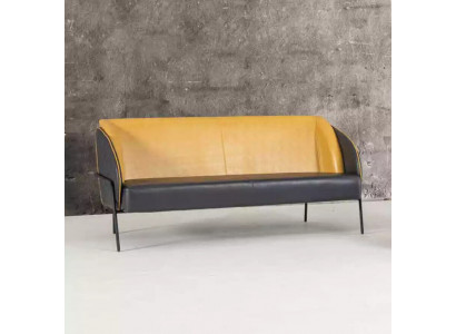 Modern Kunstleder Sofa 3 Sitzer Arbeitzimmer Textil Polster Möbel Design